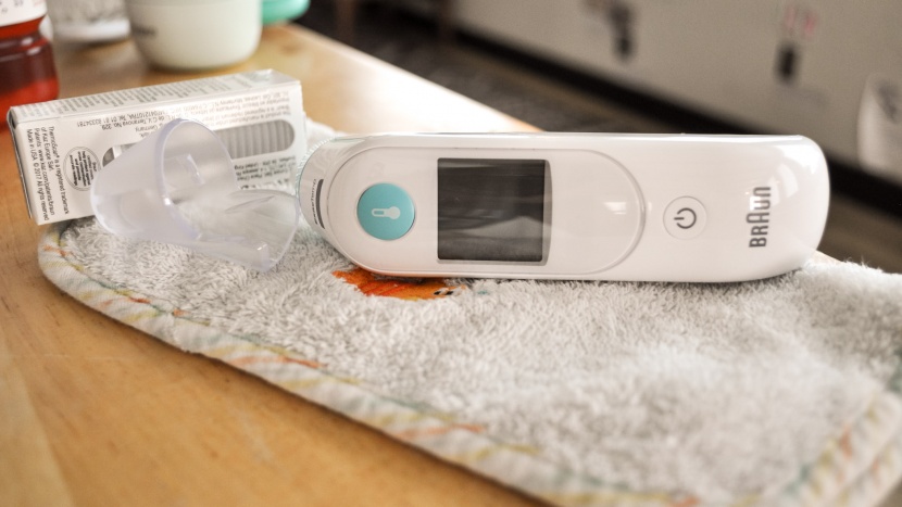baby and kids thermometer - the braun comes with a tip cap and disposable covers.