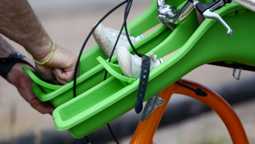 kids bike seat - the stirrups on the ibert are adjustable, but it takes more effort...