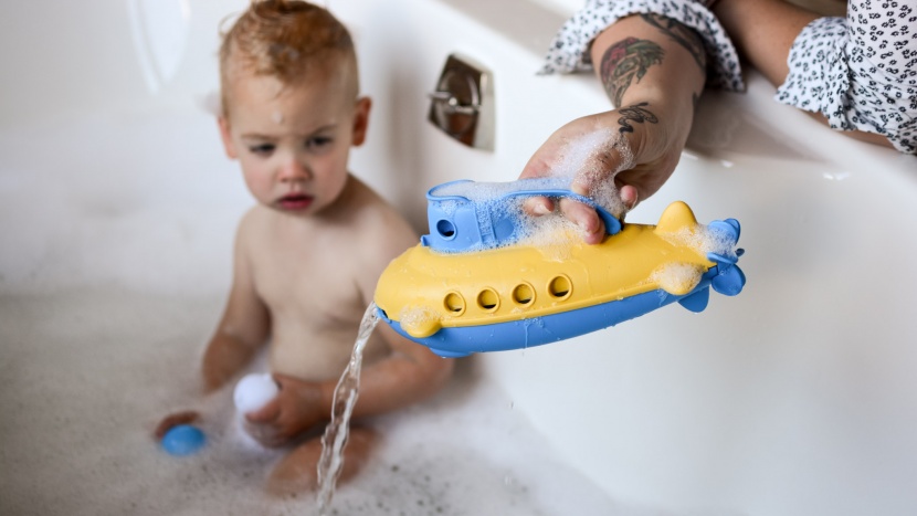 bath toy - the green toy submarine has an inaccessible inside that is...