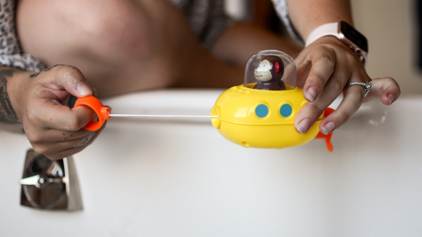 bath toy - the skip hop pull and go submarine monkey is easy for a toddler to...