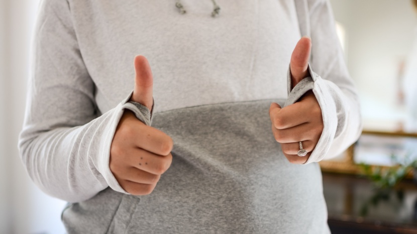 nursing top - thumbholes in the nursing queen cowl neck pullover help keep the...