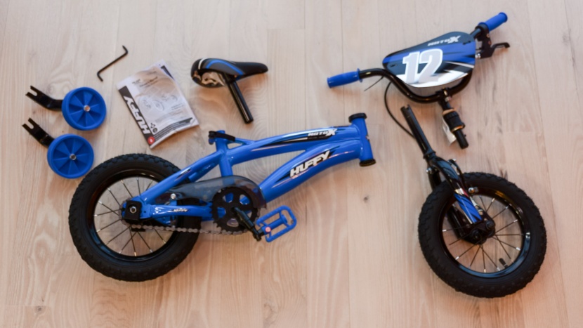 the huffy comes with quick connect parts and is simple to assemble...
