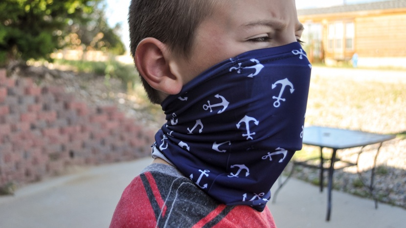 kids mask - this gaiter style mask lacks form-fitting features, but the stretchy...