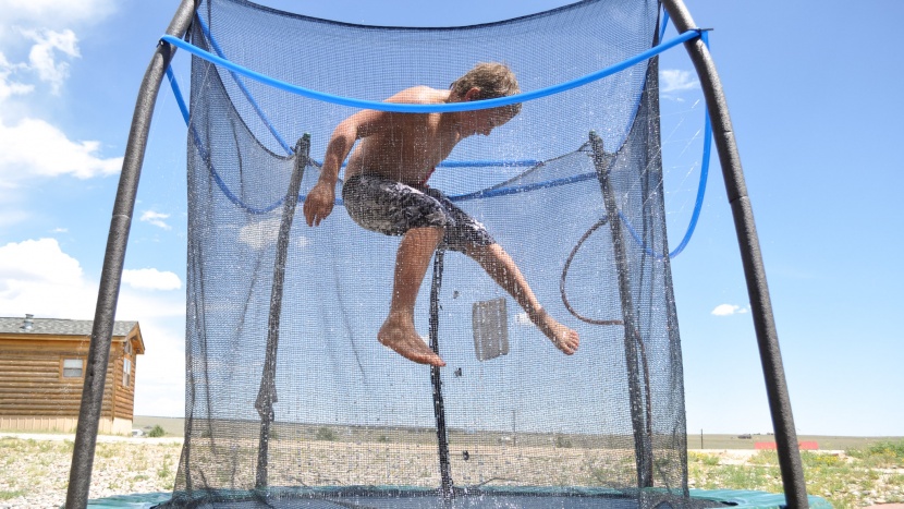 kids sprinkler - turn your trampoline into a virtual water park with this cool...