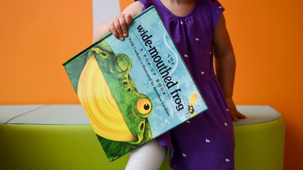 toddler books - the wide-mouthed frog has large pop-ups that bring the story to life.
