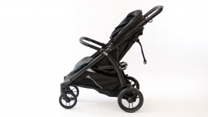 The Peg Perego seat back is somewhat reclined in the full upright...