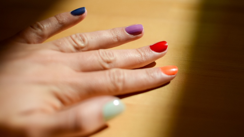 painting each nail with a different brand of kids' nail polish...