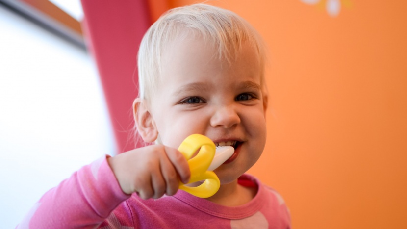 teething toy - the baby banana infant toothbrush is a teether style toothbrush...