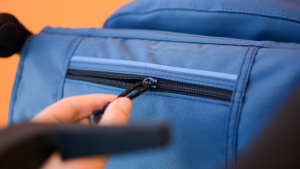 The canopy on the Alterrain has a back flap with a zippered pocket.