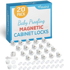 Magnetic Cabinet Locks Toodler Baby Proofing Safe Kitchen Cabinets Hook -  No Draw No Drilling No Pinched Finger[12-Lock 2-Key]