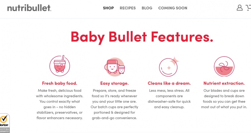 a photo of nutribullet's website, which mentions that the blender's...