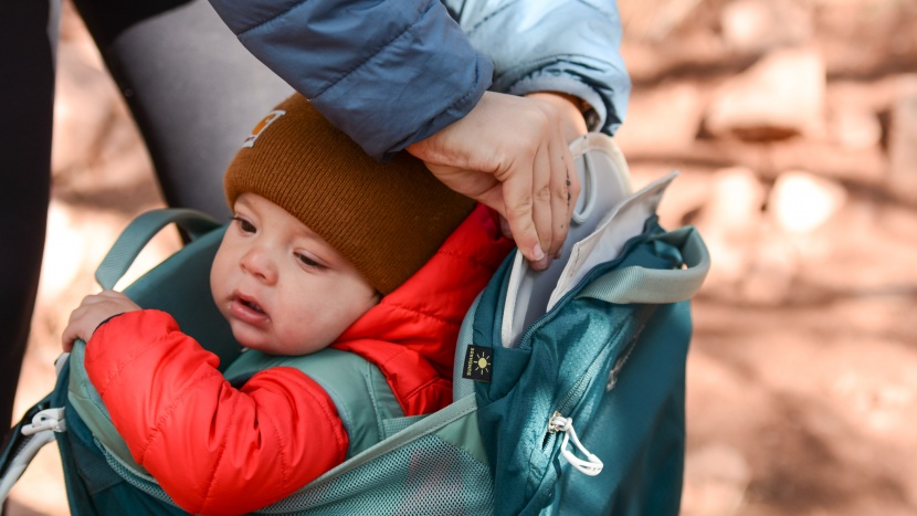 osprey poco lt - the canopy on the lt tucks neatly behind the passenger in a...