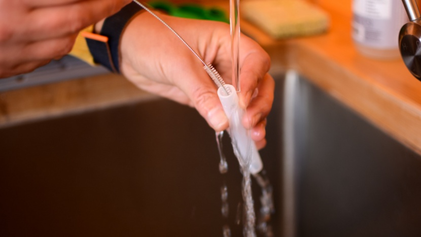 a thin straw brush will be needed to clean straws.