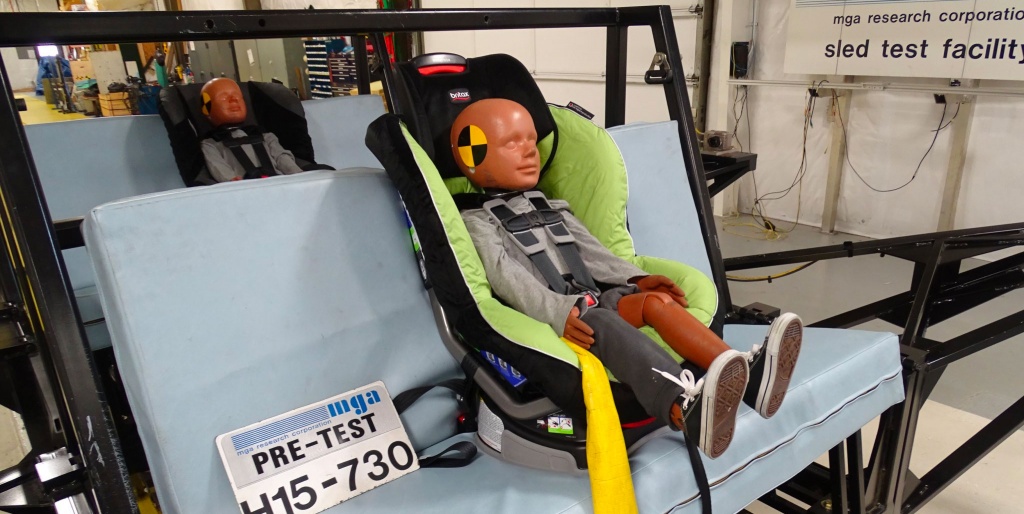 car seats - for crash testing, we work with mga research, the same certified...