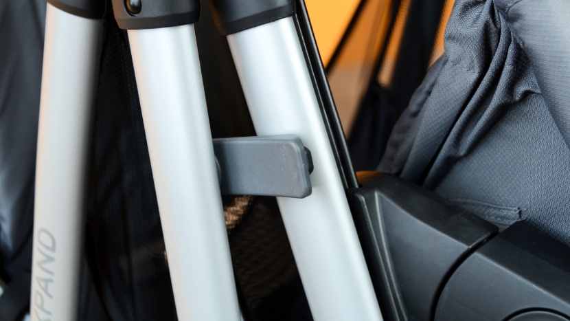 the evenflo automatically locks when folded for easier transport.