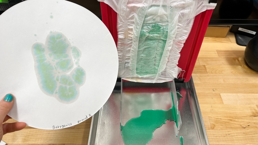 disposable diaper - in our test, babyganics struggled to absorb and contain liquid.