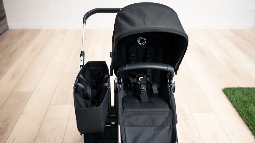 bugaboo donkey5 - the donkey comes with a side placement storage bin if you use it...