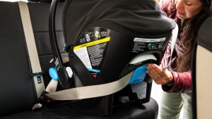 The back of the Liing carrier has a upward-facing clip for the...