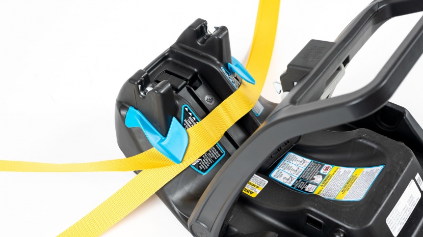 the vehicle belt (shown here in yellow) threads in the color-coded...