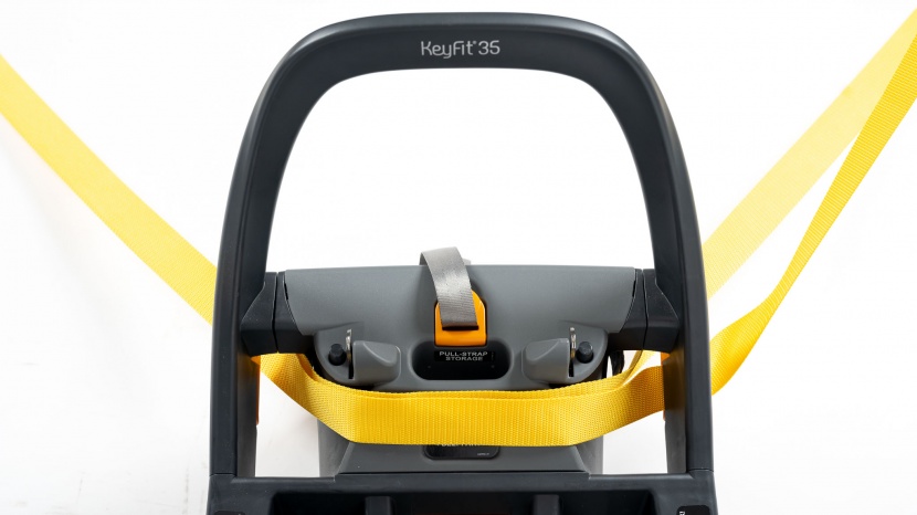 both the shoulder and lap portions of the vehicle belt go through...
