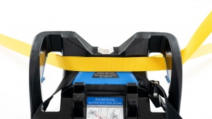 The vehicle belt pathway on the Doona has huge openings you can fit...