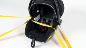 The Evenflo utilizes the European belt path, which includes the...