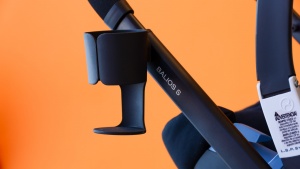 The Balios does offer a side frame cup holder that expands and is...