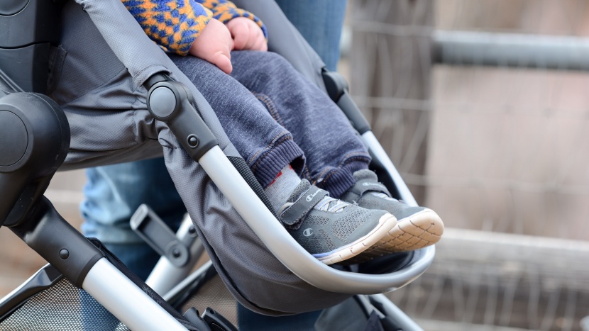 the leg rest on the evenflo has an adjustable angle and a frame to...