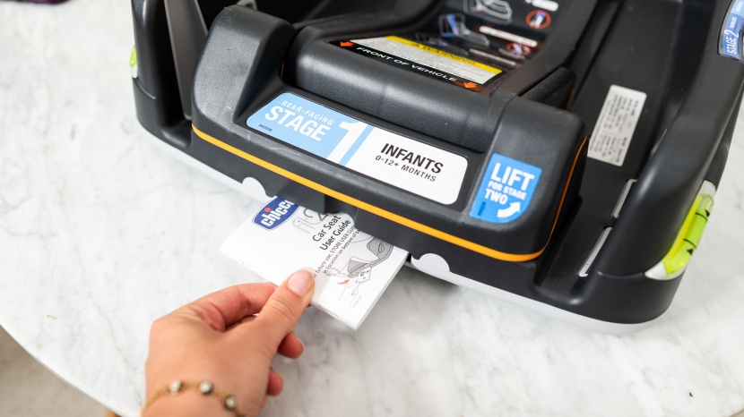 chicco fit2 - the fit 2 manual storage is on the underside of the base in a...