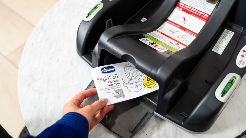 chicco keyfit 30 - the keyfit 30 manual stows in a pocket on the front of the base that...