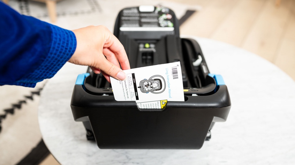 clek liing - the liing user manual is stored in a pocket on the end of the base...