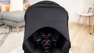 The Nuna canopy extension provides more privacy for sleepy or shy...