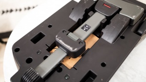 The Nuna load leg tucks under the carrier when not in use and keeps...