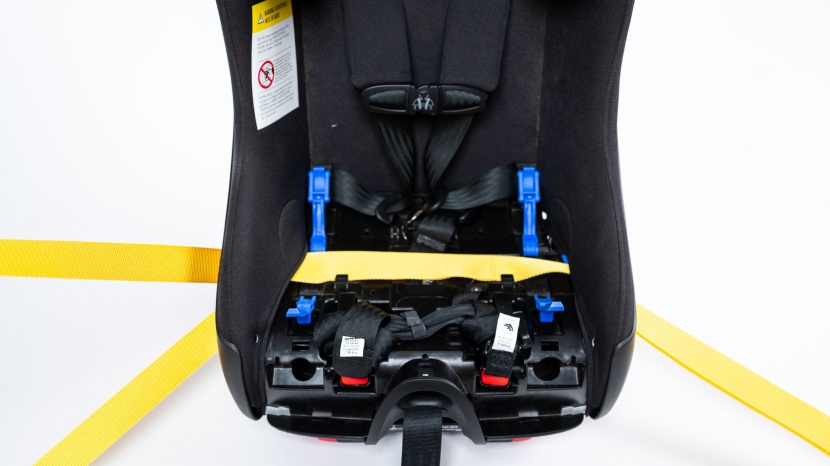 the belt pathway for rear-facing installation is on the seat bottom...