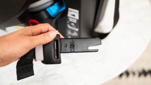The LATCH connectors on the Revolve are push-style with a pull tab...