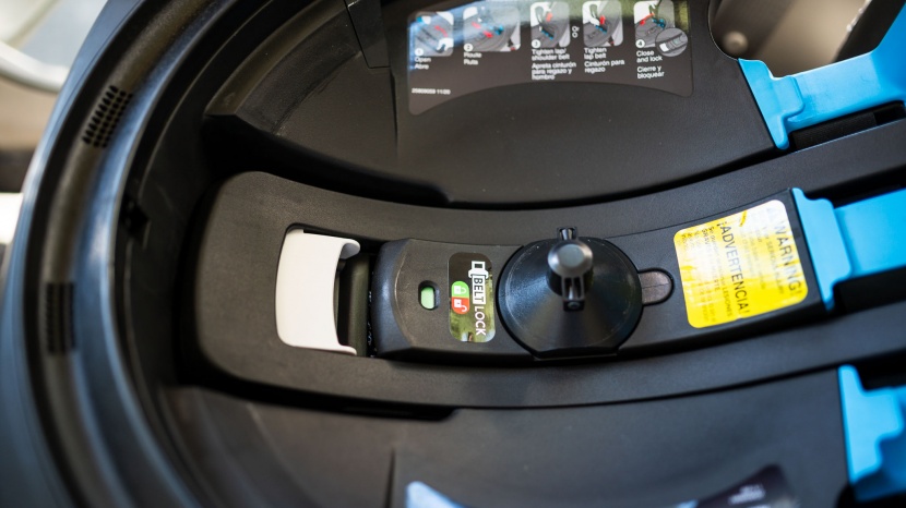 evenflo gold revolve360 - the revolve belt lock-off has a color coding indicator to let you...