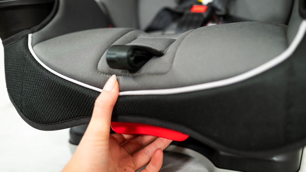 graco slimfit 3-in-1 convertible car seat review - the slimfit recline adjustment is a handle under the foot that is...