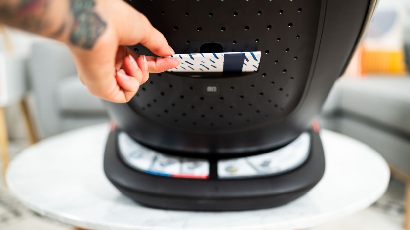 nuna revv - the revv manual tucks on the back of the chair and is easy to access.