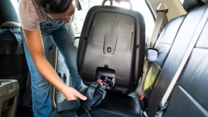 The Revv LATCH connectors have a storage compartment under the seat...