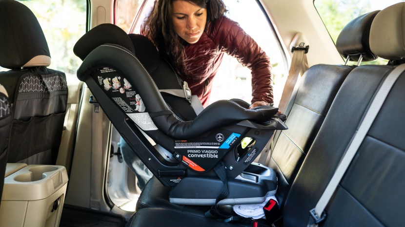 peg perego primo viaggio convertible - we had to use towels to get the right installation angle when...