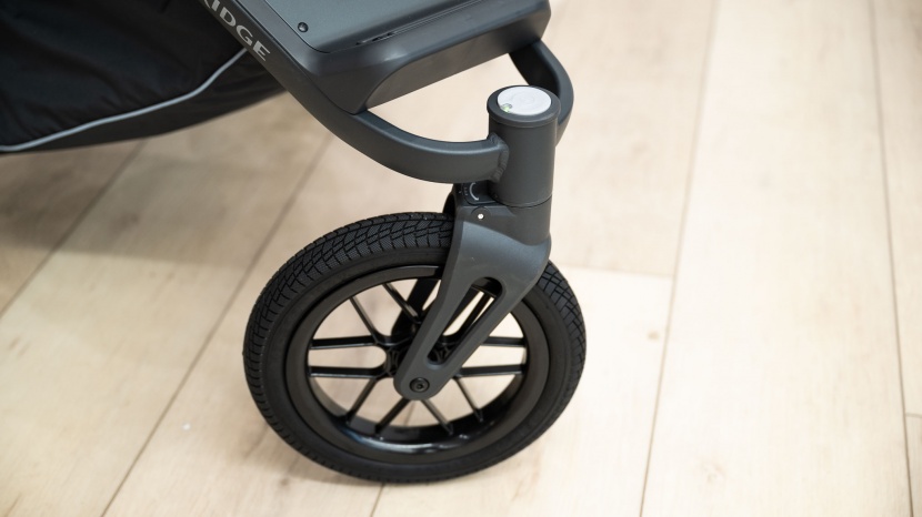 the front wheel on the ridge can lock in place for running or moving...