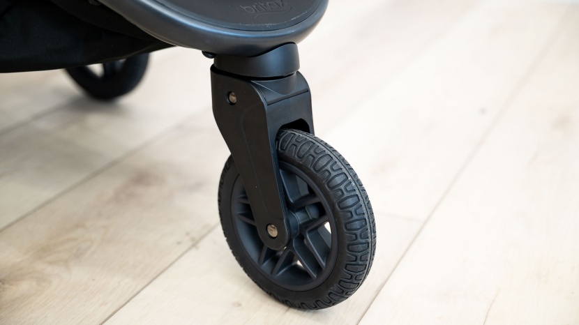 britax b-free - the b-free wheels have dense plastic spokes to support rubber...