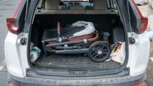 The Vista v2 is somewhat large, but it fits well in our compact SUV...