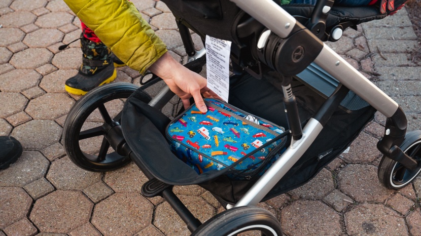 cybex balios s lux - the bin on the cybex isn&#039;t as big as some competitors, but it holds...