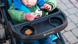 The Race Tec child's tray can be helpful to keep snacks nearby for...