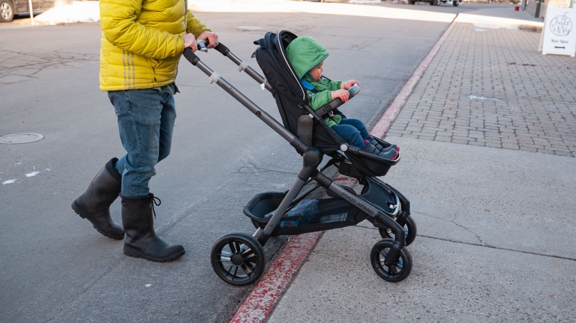 full size stroller - maneuverability can be impacted by different surfaces and thresholds.