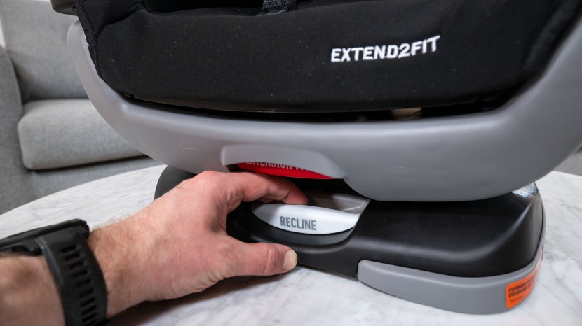 the extend2fit has a second recline adjustment handle on the foot of...