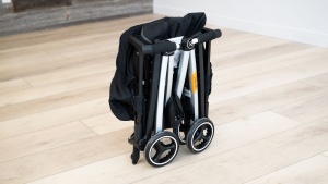 The Pockit+ self-stands when folded and locked in place.