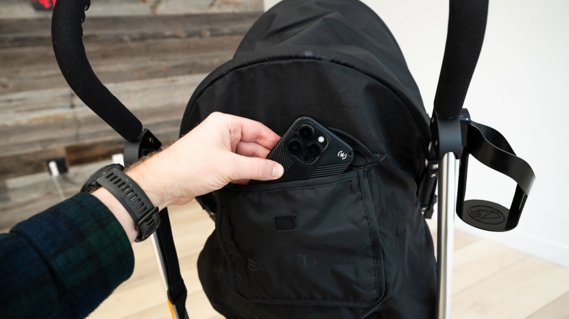 the back of the summer infant canopy has a pocket for smartphones or...