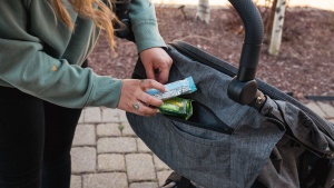 The B-Free has several pockets on the back of the canopy, including...